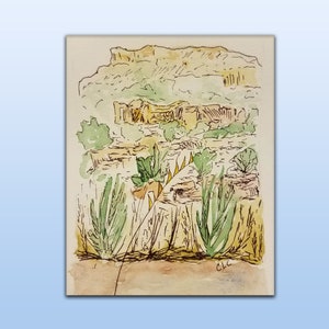 Jemez New Mexico Mountain Landscape Watercolor, Plein Air Painting Art Print image 1