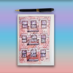 New York City Urban Sketching Greeting Card Set, NYC Cityscape Scenes, 5 x 7 Blank Cards suitable for framing image 8