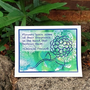 Chinese Proverb Appreciation Note Card, Thank You Card Gift Set, Encouragement Notecard with Abstract Hydrangea Flower, Blank Any Occasion image 9