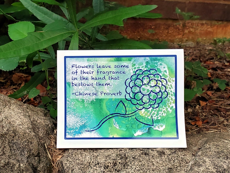 Chinese Proverb Appreciation Note Card, Thank You Card Gift Set, Encouragement Notecard with Abstract Hydrangea Flower, Blank Any Occasion image 9