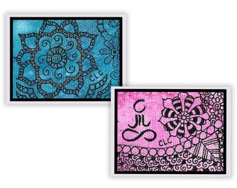 Zentangle Henna Mandala Yogi All Occasion Greeting Cards, Blank Note Card and Envelope Set, Fine Art Notecards