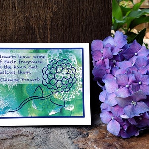 Chinese Proverb Appreciation Note Card, Thank You Card Gift Set, Encouragement Notecard with Abstract Hydrangea Flower, Blank Any Occasion image 5