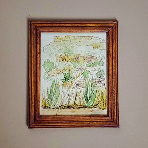 Jemez New Mexico Mountain Landscape Watercolor, Plein Air Painting Art Print Framed 8x10 inches