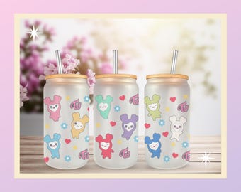 Twice Inspired Iced Coffee Glass Tumbler, Kpop Fan Merch, Sublimated Glassware