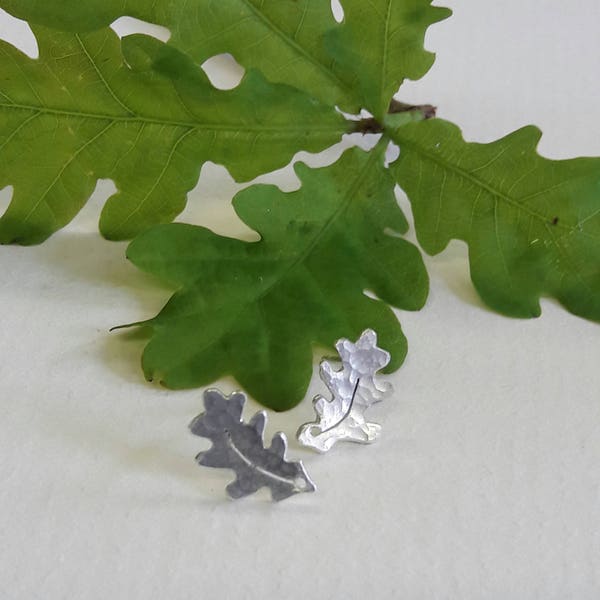 Silver oakleaf studs,oakleaves, sterling silver, jewellery, handmade, unique, gift, contemporary jewellery,