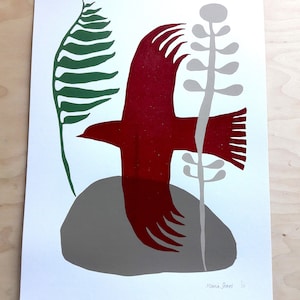 Red Bird 2, sérigraphie, édition limitée, impression