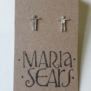 tiny figure studs, figures, sterling silver, jewellery, handmade, unique, gift, contemporary jewellery,