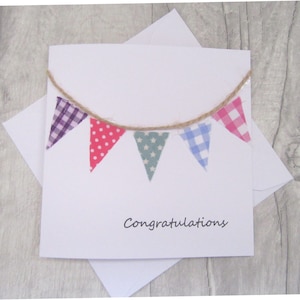 Carte de mariage, Carte de célébration, Carte Bunting, Carte félicitations, Carte d'anniversaire, Carte de Remerciement, Carte bébé, Ca personnalisé