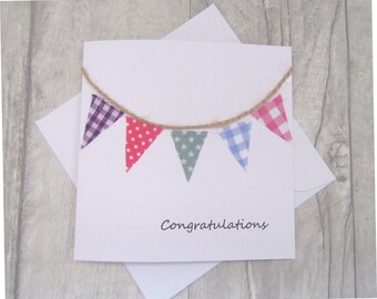 Wedding  Card, Celebration Card, Bunting Card, Congratulations Card, Birthday Card, Thank You Card, Baby Card, Personalised Ca