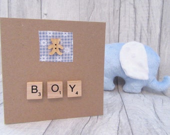 Baby Boy Card, New Baby Card, Newborn Card, Handmade Baby Card, New Arrival Card, It's a Boy, Teddy Baby Card, Bear Baby Card