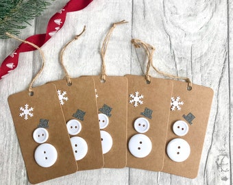 Ensemble de 5 étiquettes cadeaux de Noël faites à la main Snowman Tag Present Tag Xmas Tag Gift Tag Cute Tag Xmas Hanging Tag