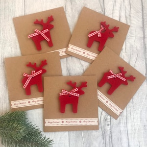 Un pacchetto di 5 divertenti cartoline di Natale, carte renna multipack, rudolf card, cartolina di Natale festiva, carta di Natale per bambini