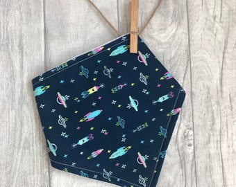 Space Bandana Bib, Rocket Dribble Bib, Astronaut Baby Bib, Baby Shower Gift, Toddler Bib, Bird Bib, Newborn Gift, Baby Gift,Boy Bib