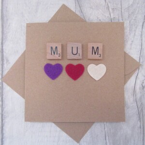 Carte de fête des mères, carte mère, maman anniversaire carte, carte de Mam, tissu, blanc naturel, voeux carte, carte d’Occasion