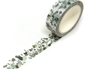 Eucalyptus Leaf Washi Tape, 10m Plant Leaves Tape Roll, Wedding Scrapbooking, Journal Decoration, Planner Accessories, Paper Crafts