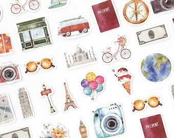 Travel Stickers Pack, 46 pcs Summer Holiday Journal Sticker Set