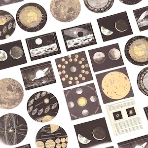 Vintage Celestial Stickers Pack, 46 pcs Space Maps and Moon Phase Journal Sticker Set