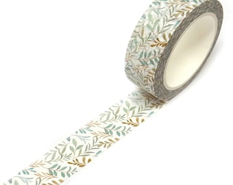Small Leaf Washi Tape, 10m Pastel Green Leaves Journal Tape Roll