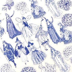 Vintage Blue Fairy Sticker Set, 40 pcs Magical Flower Fairies Plastic Vinyl Stickers Pack, Witchy Journal Supplies