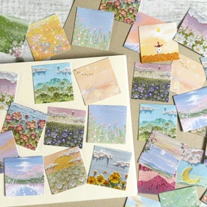 Pastel Painting Stickers Pack, 46 pcs Floral Art Aesthetic Sky Sunset Sticker Set, Junk Journal Stickers, Planner Decoration