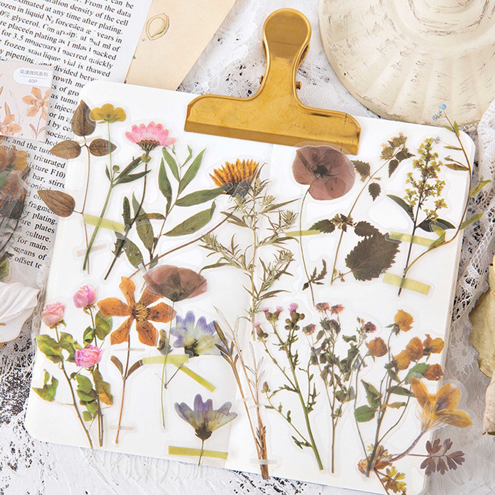 Floral Stickers Pack. 45 Pcs Pressed Flowers Sticker Set. Etsy UK