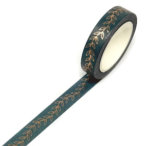 Leaf Garland Washi Tape, 10m Thin Copper Foil Green Leaves Journal Tape Roll
