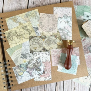 Vintage Maps Paper Ephemera Set, 60 Pcs Retro Map Collage Papers ...