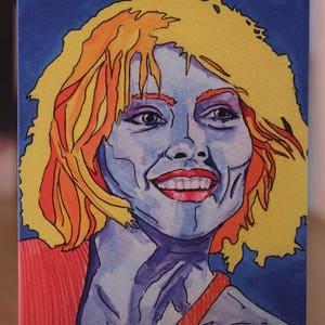 Biglietto d'auguri Debbie Harry Blondie tratto dal mio dipinto originale. Carta stampata digitale di qualità 6x4 Icona punk americana
