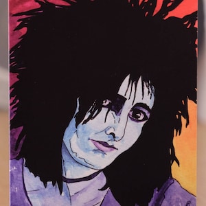 Biglietto di auguri Siouxsie Sioux tratto dal mio dipinto originale. Scheda stampata digitale di qualità 6x4 Icona goth punk britannica
