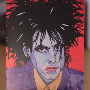 Robert Smith Grußkarte von meinem Originalgemälde. 16x4 qualitäts digital gedruckte Karte britische Punk Goth Ikone