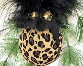 Leopard Gifts, Cheetah Print Fabric Christmas Ornament