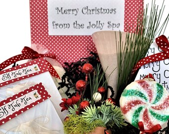 Holiday Self Care Spa Kit, Bath Bombs and Tub Tea, Christmas Gift for Mom