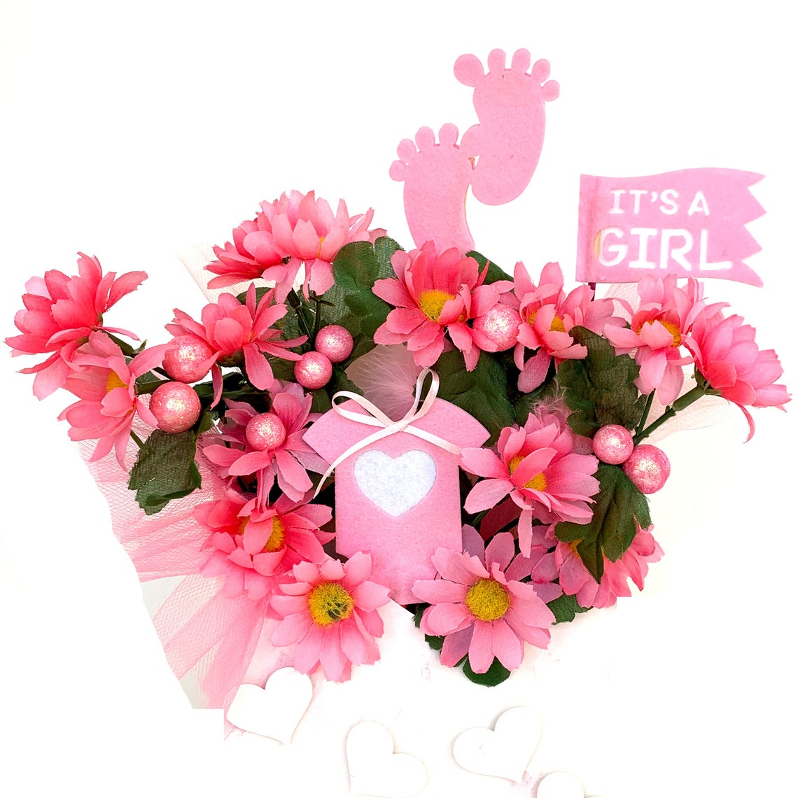 Newborn Flower Arrangement It's a Girl Baby Gift for Etsy