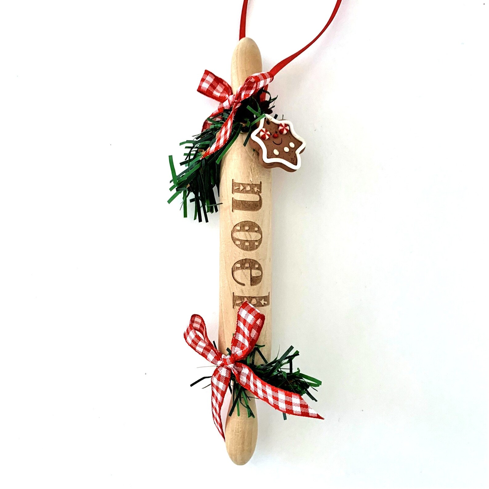 Kitchen Ornaments, Holiday Whisk, Xmas Ladle, Frosty Spatula, Gingerbread Rolling Pin, Cute
