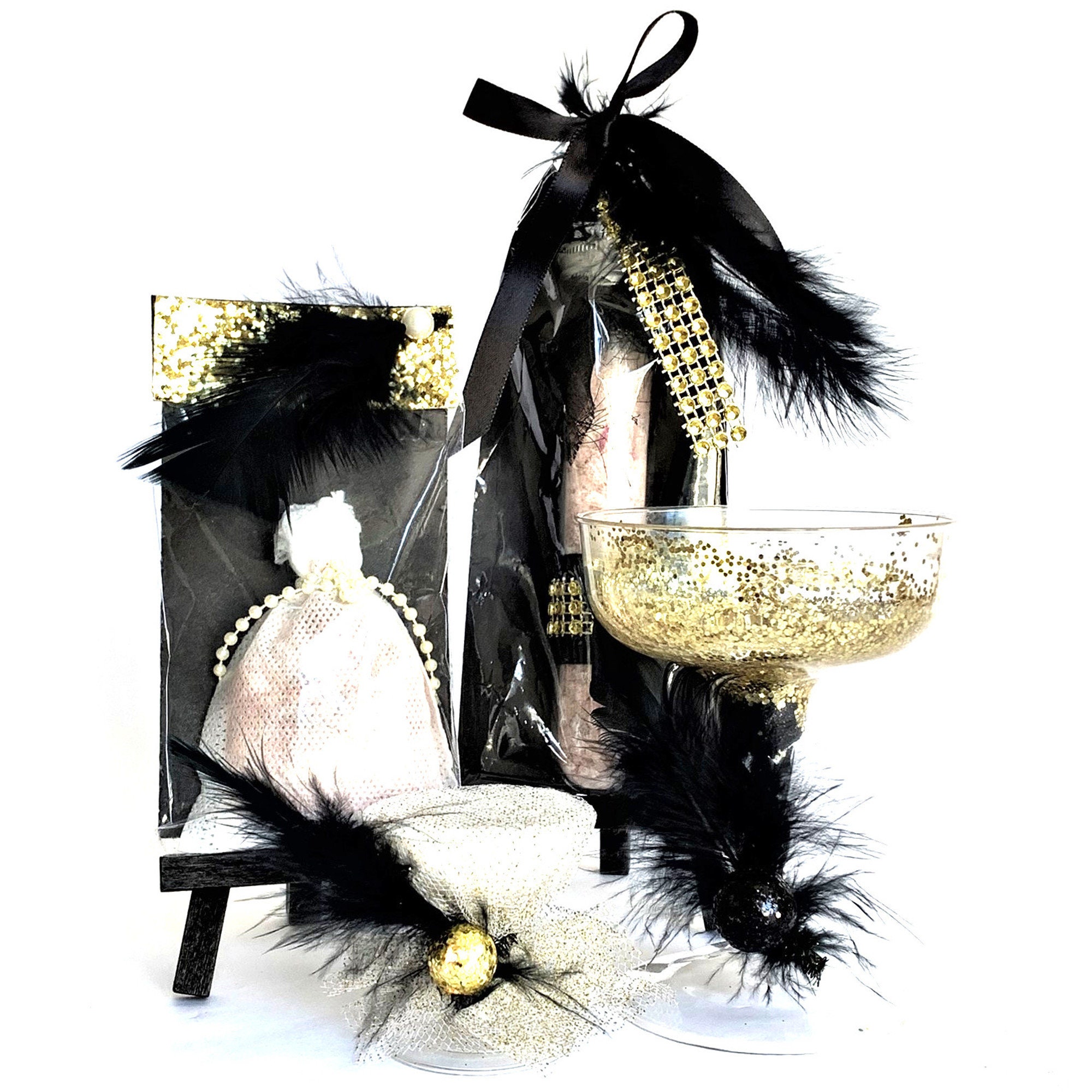 Gatsby Favors, Gatsby Wedding Favors, Great Gatsby Party, Black and Gold Favors, Roaring 20s