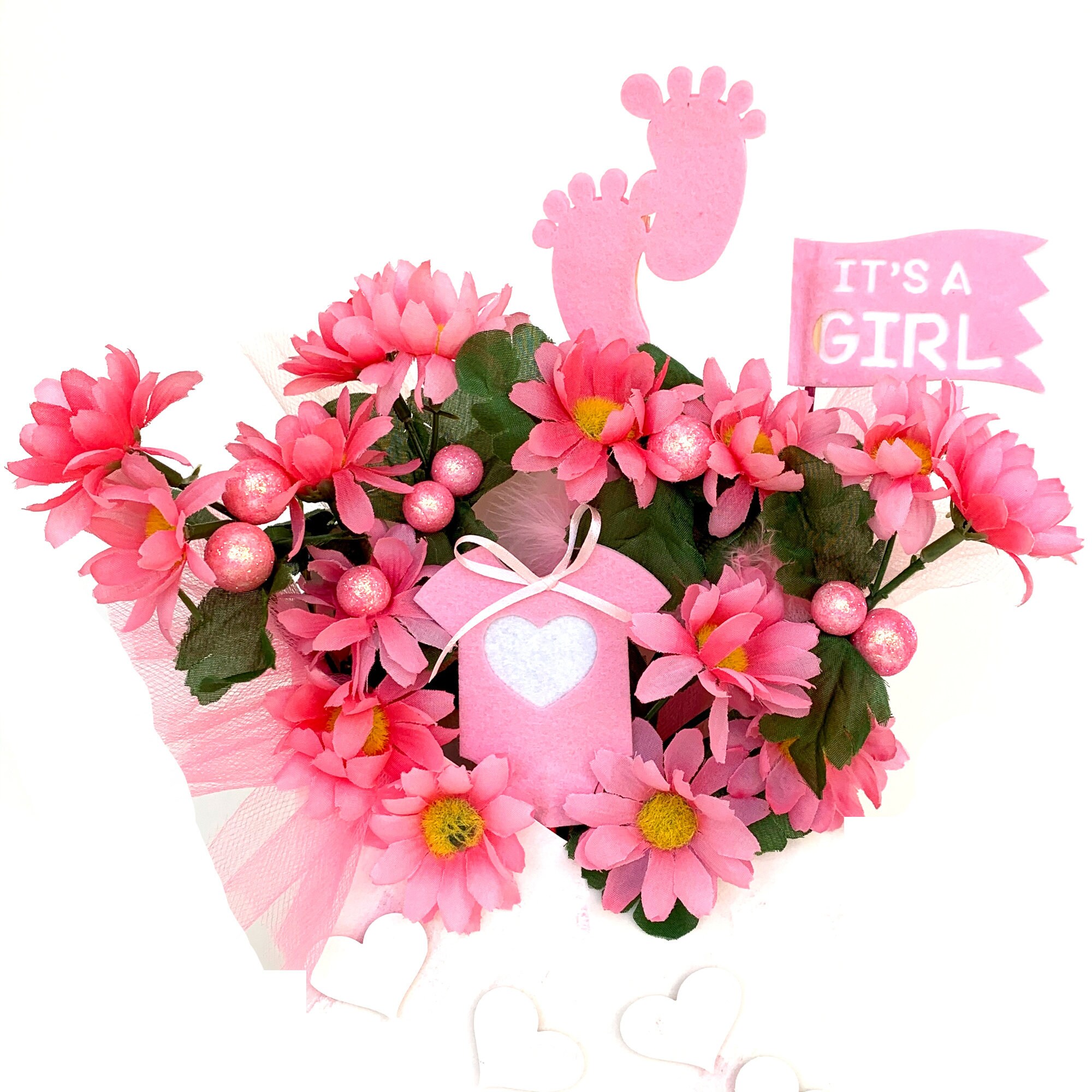 Newborn Flower Arrangement It's a Girl Baby Gift for Etsy