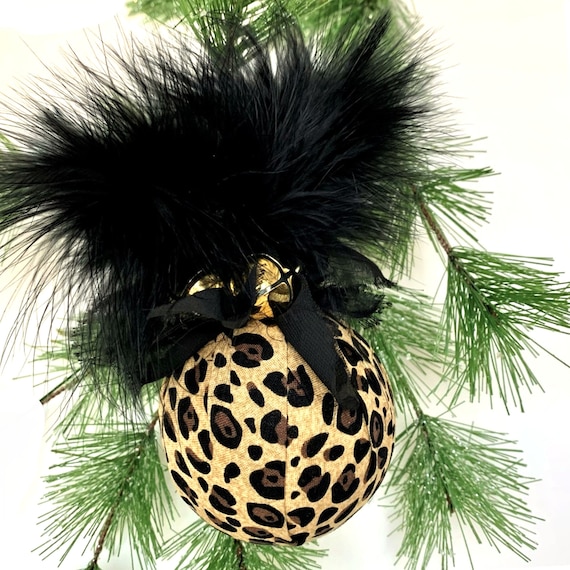 Leopard Gifts, Cheetah Print Fabric Christmas Ornament 