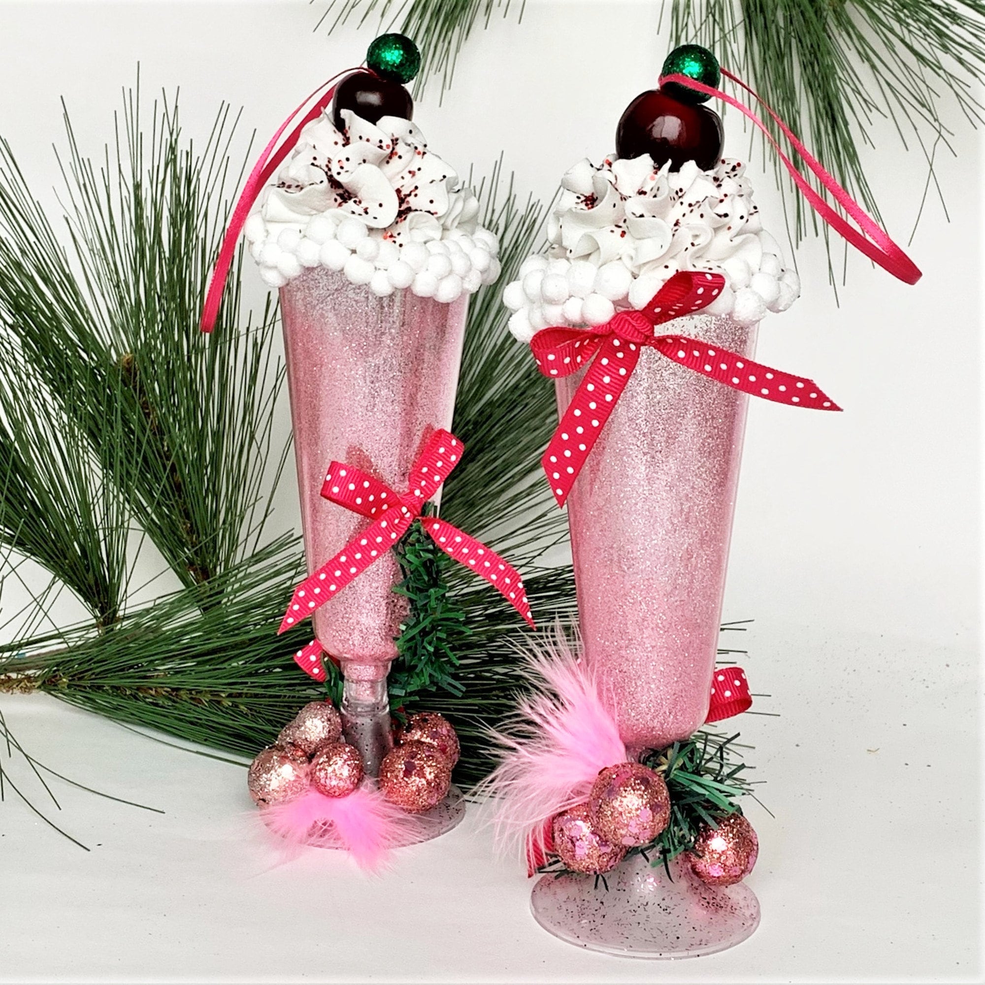 Home Décor Faux Strawberry Ice Cream Sundae with Whipped Cream Pastel