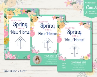 Spring into a New Home Pop-By Tag, Realtor, Pop by Tag, Realtor Marketing, Marketing, Referral, Printable, Editable, Real Estate Marketing