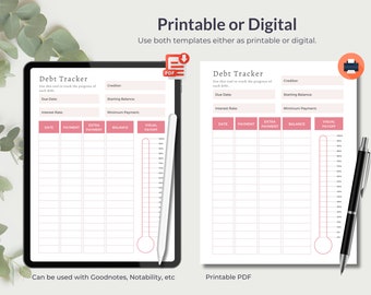Debt Overview, Debt Payment Tracker, Printable, Planner, Debt Snowball, Debt Payoff, US Letter