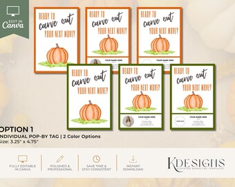 Ready to Carve Out Your Next Move? Pop By Tag | Pop By Gift | Fall Gift Tag | Real Estate Marketing | Editable Canva Template