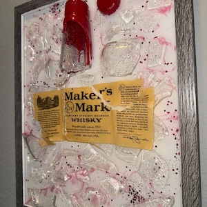 Makers Mark Bourbon/Whiskey broken bottle wall art