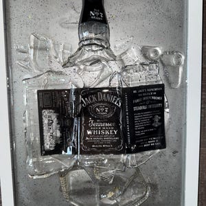 Jack Daniels Whiskey broken bottle wall art