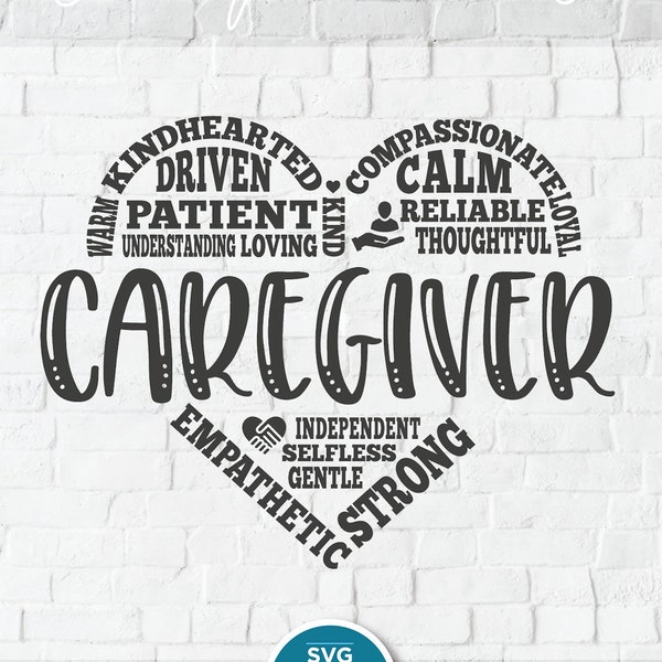 Caregiver svg, care giver appreciation svg, subway art svg, Nurse svg, home care svg, heart svg, word art svg, word cloud svg, healthcare