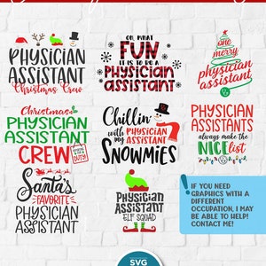 Christmas Physician Assistant svg bundle, PA SVG, Physician Assistant christmas, svg dxf png, xmas holiday, sublimation png, nice list, elf