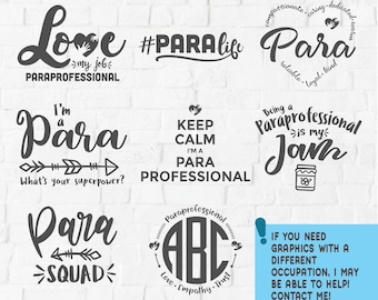 Paraprofessionelle svg, Para svg, paraprofessionelle Bundle-Svg, Para-Sammelpaket svg, Liebe, die ein Para ist, Para-Leben, paraprofessionelles Geschenk