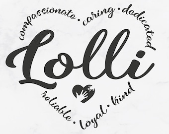 Lolli svg, Lolli heart svg, grandma Lolli svg, cute Lolli gift, mother's day svg, grandma svg, grandparent svg, grandmother, svg dxf png