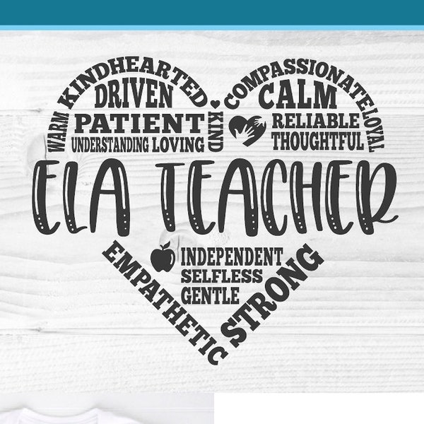 ELA Teacher svg, English teacher svg, English Language Arts teacher, school svg, heart shape, subway art svg, appreciation week, day month