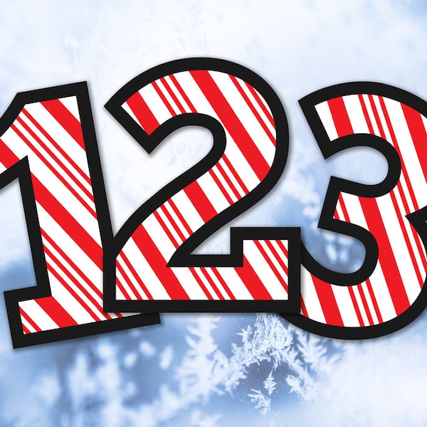 Candy cane number svg, peppermint Christmas canes dxf, holiday season numbers, winter peppermint candies design dxf, candycane xmas cut file