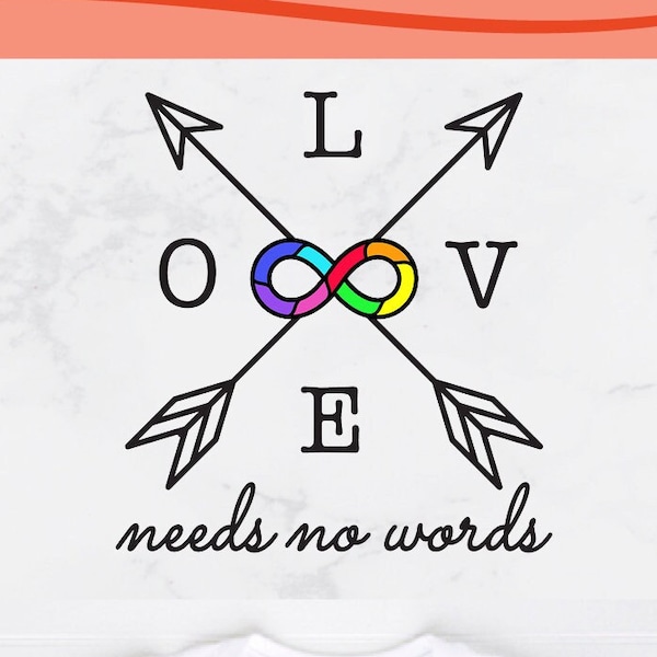 Autism infinity svg, autism acceptance svg, rainbow infinity svg, autistic, love needs no words, awareness, aspergers syndrome, svg dxf png
